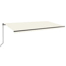 markise m. LED-lys 600x350 cm manuel betjening cremefarvet