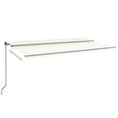 markise m. LED-lys 600x350 cm manuel betjening cremefarvet