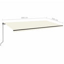 markise m. LED-lys 600x350 cm manuel betjening cremefarvet
