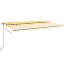 markise m. LED-lys 600x350 cm manuel betjening gul og hvid
