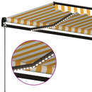 markise m. LED-lys 600x350 cm manuel betjening gul og hvid