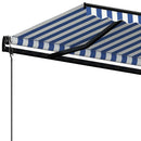 markise 600x350 cm automatisk betjening blå og hvid