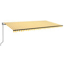 markise 600x350 cm automatisk betjening gul og hvid