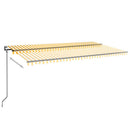 markise 600x350 cm automatisk betjening gul og hvid