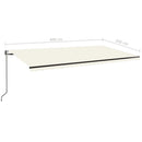 markise m. LED + vindsensor 600x350 cm automatisk cremefarvet