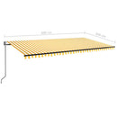 markise m. LED + vindsensor 600x350 cm automatisk gul og hvid