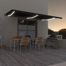 markise m. LED + vindsensor 600x350 cm automatisk antracit