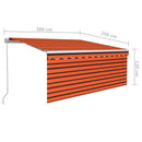 markise m. gardin 3x2,5 m manuel betjening orange og brun