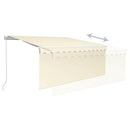 markise m. gardin + LED 3x2,5 m manuel betjening cremefarvet