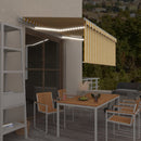 markise m. gardin + LED 3x2,5 m manuel betjening gul og hvid