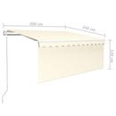 markise m. gardin 3x2,5 m automatisk betjening cremefarvet