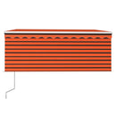 markise m. gardin 3x2,5 m manuel betjening orange og brun