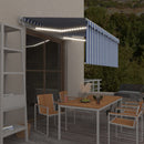 markise m. gardin+LED+vindsensor 3x2,5 m automatisk blå og hvid