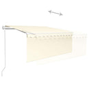 markise m. gardin+LED+vindsensor 3x2,5 m automatisk cremefarvet