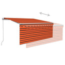 markise m. gardin 3,5x2,5 m manuel betjening orange og brun