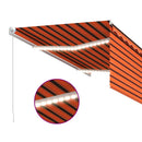 markise m. gardin 3,5x2,5 m manuel betjening orange og brun