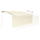 markise m. gardin + LED 3,5x2,5 m manuel betjening cremefarvet