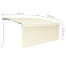 markise m. gardin + LED 3,5x2,5 m manuel betjening cremefarvet