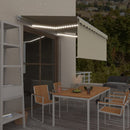 markise m. gardin + LED 3,5x2,5 m manuel betjening cremefarvet