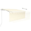 markise m. gardin 3,5x2,5 m automatisk betjening cremefarvet