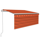 markise m. gardin 3,5x2,5 m automatisk betjening orange og brun