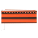 markise m. gardin 3,5x2,5 m automatisk betjening orange og brun