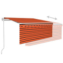 markise m. gardin 3,5x2,5 m automatisk betjening orange og brun