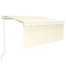 markise m. gardin+LED+vindsensor 3,5x2,5 m auto cremefarvet