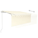 markise m. gardin+LED+vindsensor 3,5x2,5 m auto cremefarvet
