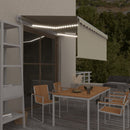 markise m. gardin+LED+vindsensor 3,5x2,5 m auto cremefarvet