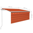 markise m. gardin+LED+vindsensor 3,5x2,5 m auto orange/brun