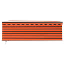 markise m. gardin + LED 4x3 m manuel betjening orange og brun