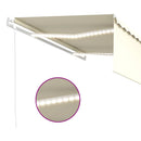 markise m. gardin+LED+vindsensor 4x3 m automatisk cremefarvet