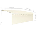 markise m. gardin 4,5x3 m manuel betjening cremefarvet