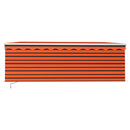 markise m. gardin + LED 4,5x3 m manuel betjening orange og brun