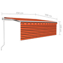 markise m. gardin 4,5x3 m automatisk betjening orange og brun