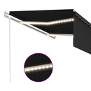 markise m. gardin+LED+vindsensor 4,5x3 m automatisk antracitgrå