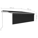 markise m. gardin+LED+vindsensor 4,5x3 m automatisk antracitgrå