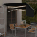 markise m. gardin+LED+vindsensor 4,5x3 m automatisk antracitgrå