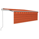 markise m. gardin+LED+vindsensor 4,5x3 m automatisk orange/brun