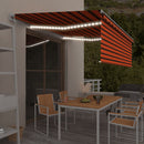markise m. gardin+LED+vindsensor 4,5x3 m automatisk orange/brun