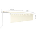 markise m. gardin 5x3 m automatisk betjening cremefarvet