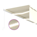 markise m. gardin + LED 6x3 m manuel betjening cremefarvet