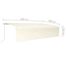 markise m. gardin + LED 6x3 m manuel betjening cremefarvet