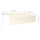 markise m. gardin 6x3 m automatisk betjening cremefarvet
