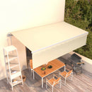 markise m. gardin 6x3 m automatisk betjening cremefarvet