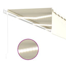 markise m. rullegardin+LED+vindsensor 6x3 m auto cremefarvet