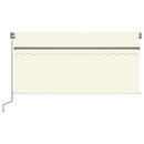 markise m. gardin + LED 3x2,5 m manuel betjening cremefarvet