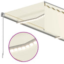 markise m. gardin + LED 3x2,5 m manuel betjening cremefarvet