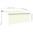 markise m. gardin + LED 3x2,5 m manuel betjening cremefarvet